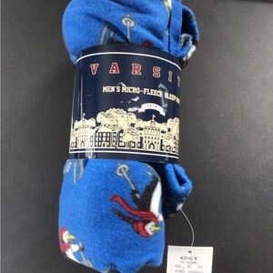 Varsity Blue Joggers with Red and White Motifs